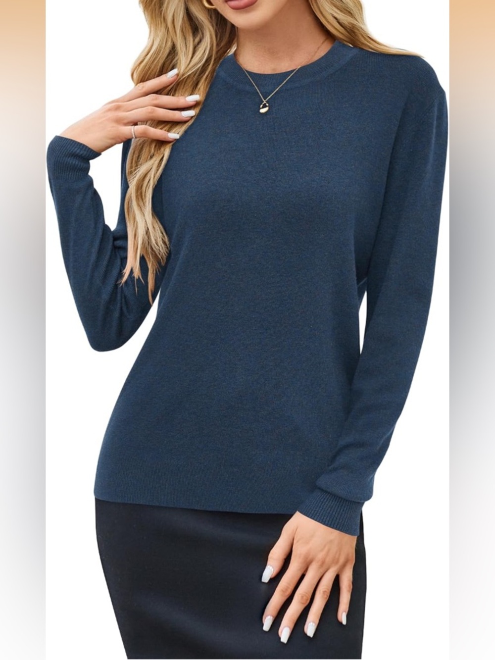 Classic Women's Crew Neck Sweater - Blue - Picture 5 of 16